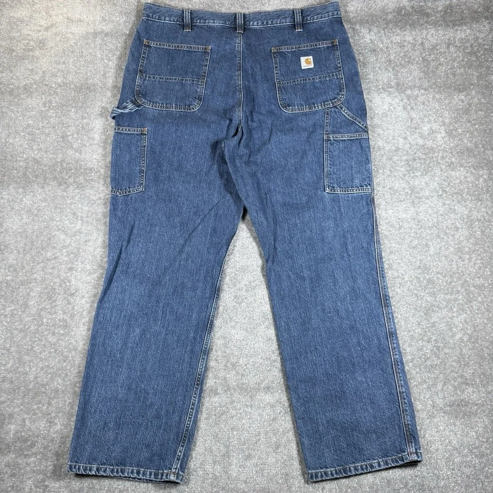 Carhartt Jeans Men's 40x32 Blue Denim Carpenter Loose Fit‎ Utility Workwear